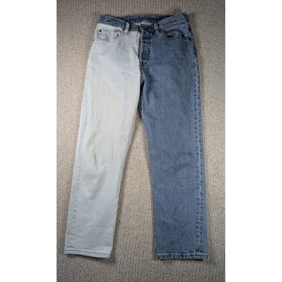 Levi's 501 Jeans Women's 27x26 Blue Original Two-Tone High Rise Cropped - Picture 1 of 7